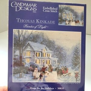 Thomas Kinkade Home For Holiday Cross Stitch Kit NOS 1995